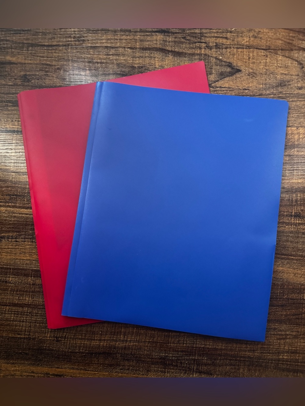 Office Depot 2 Pocket Poly Folders With Fasteners Prongs Red Blue Set Of 2 New